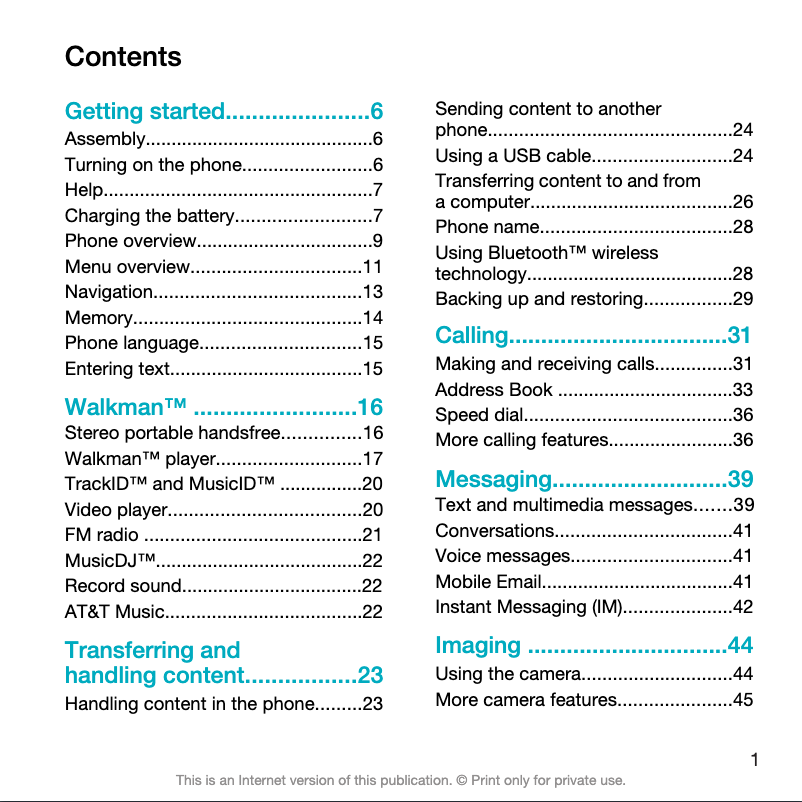 Page 1 de la notice Manuel utilisateur Sony Ericsson W518