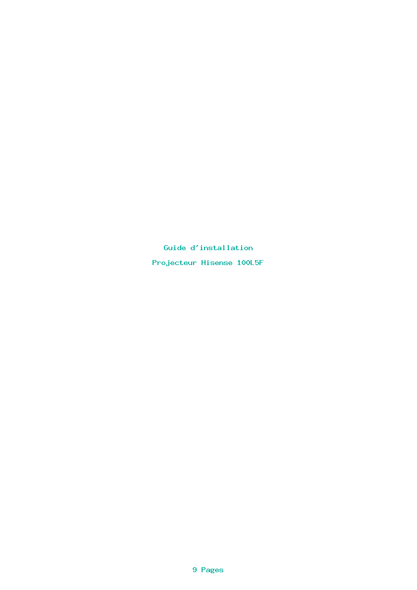 Page 1 de la notice Guide d'installation Hisense 100L5F