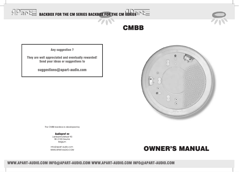 Page 1 of the manual User Manual APart CMBB