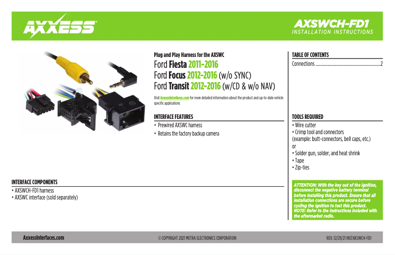 Page 1 de la notice Manuel utilisateur AXESS AXSWCH-FD1