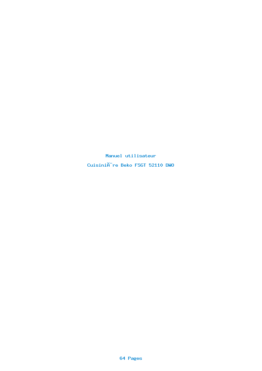Page 1 de la notice Manuel utilisateur Beko FSGT 52110 DWO
