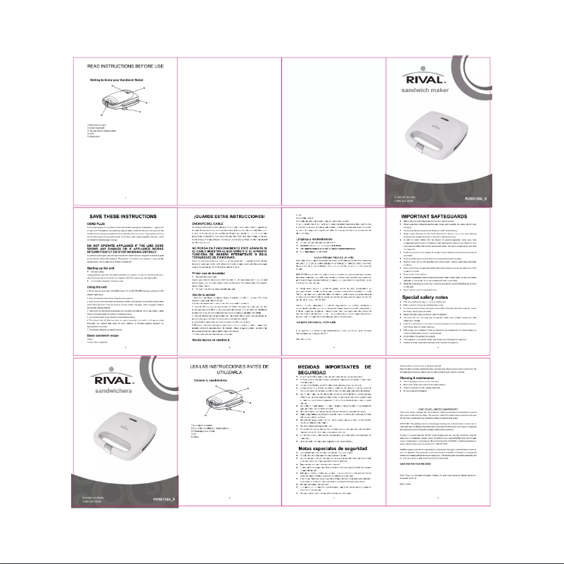 Page 1 de la notice Manuel utilisateur Rival RVS6128A