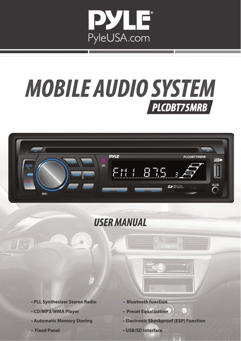 Page 1 de la notice Manuel utilisateur Pyle PLCDBT75MRB