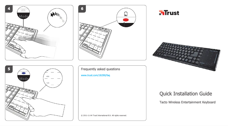 Page 1 de la notice Manuel utilisateur Trust Tacto 18294