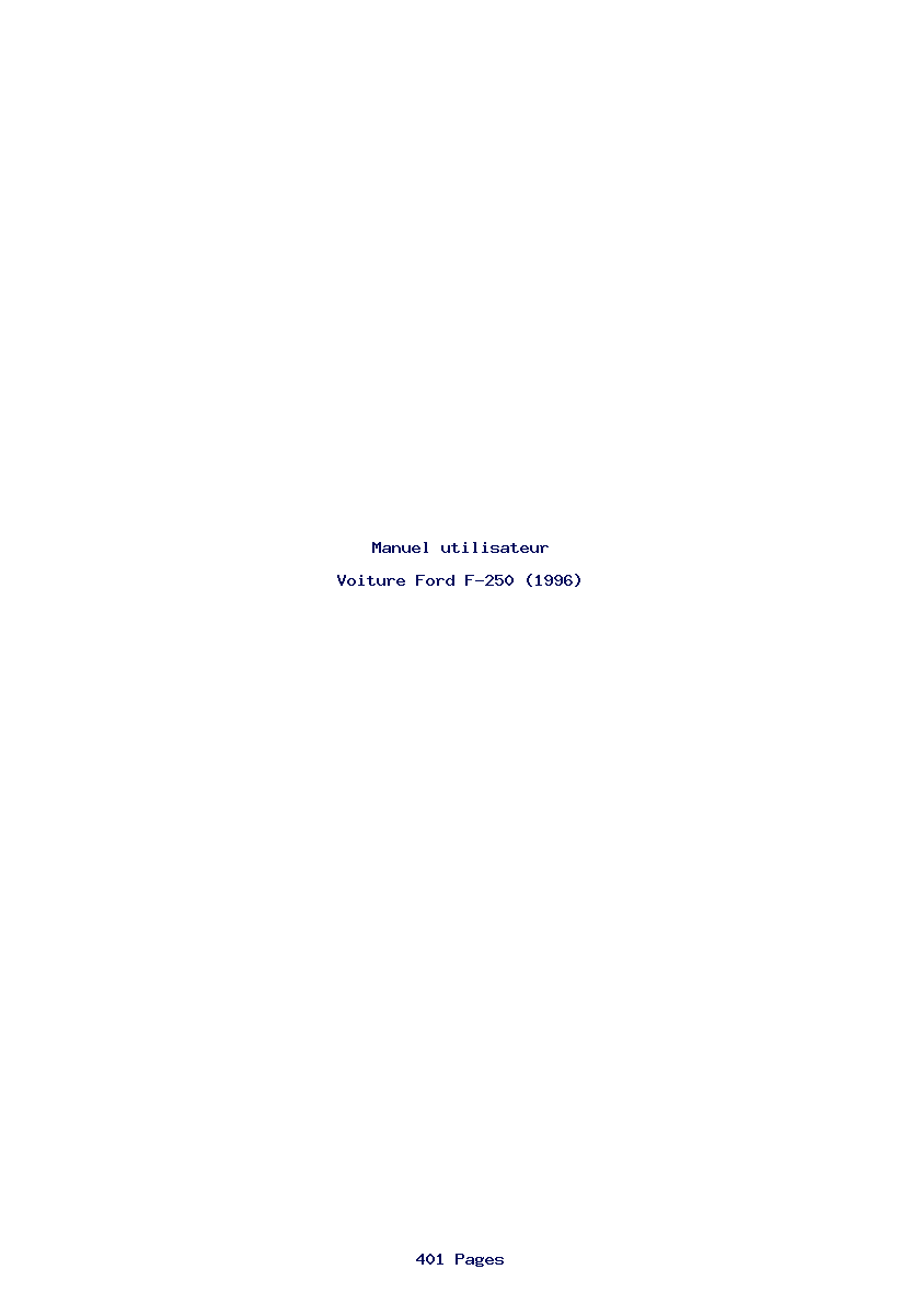Page 1 de la notice Manuel utilisateur Ford F-250 (1996)