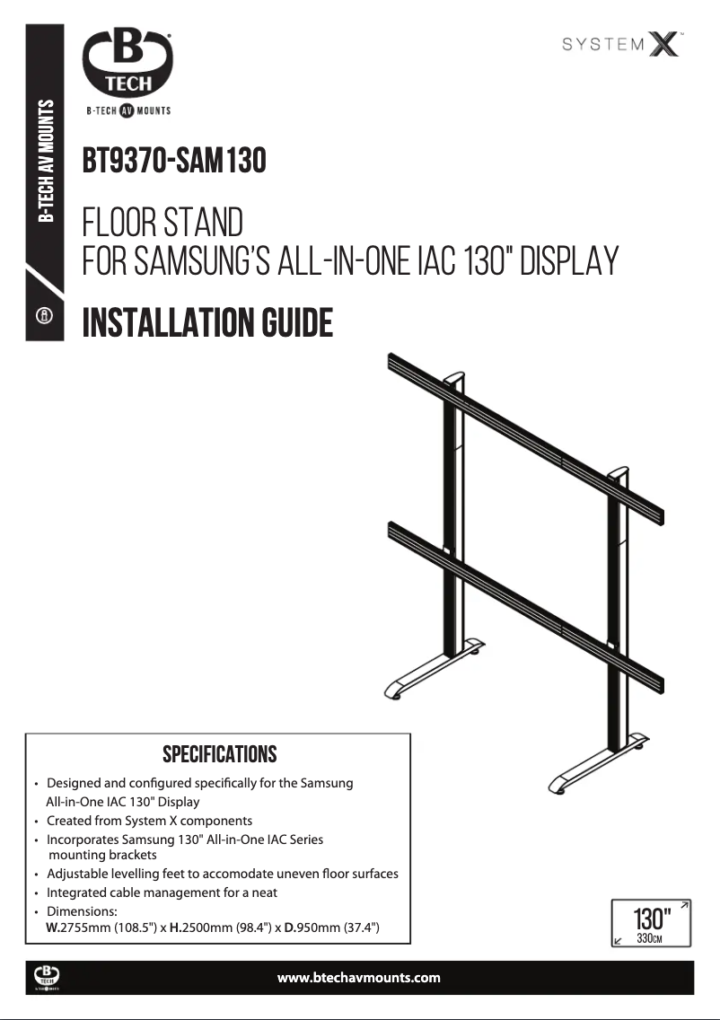 Page 1 de la notice Manuel utilisateur B-Tech BT9370-SAM130