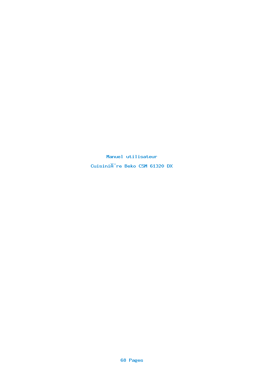 Page 1 de la notice Manuel utilisateur Beko CSM 61320 DX