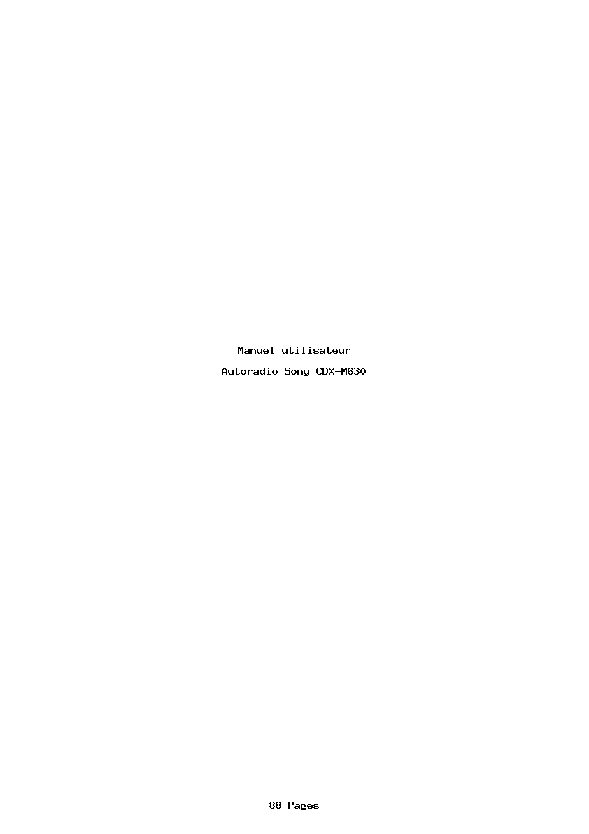 Page 1 de la notice Manuel utilisateur Sony CDX-M630