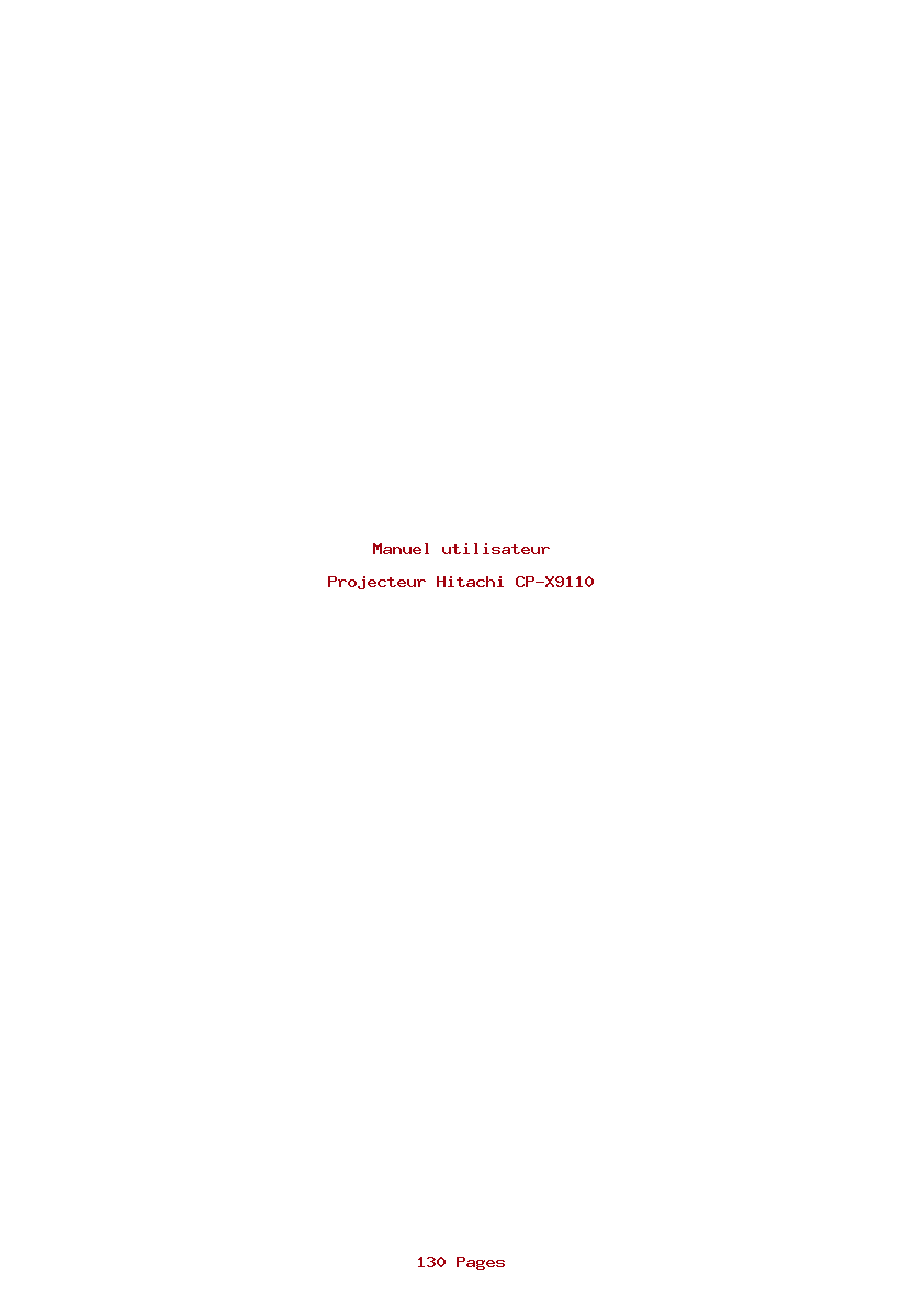 Page 1 de la notice Manuel utilisateur Hitachi CP-X9110