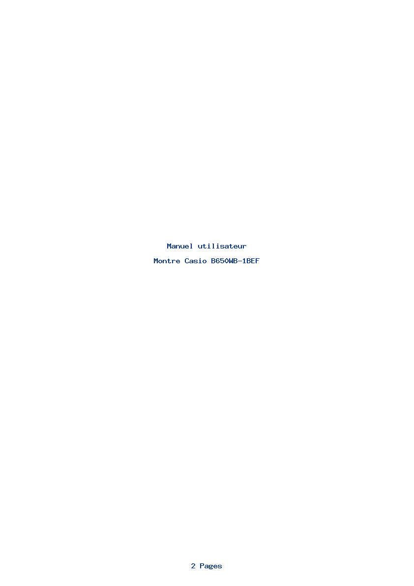 Page 1 de la notice Manuel utilisateur Casio B650WB-1BEF