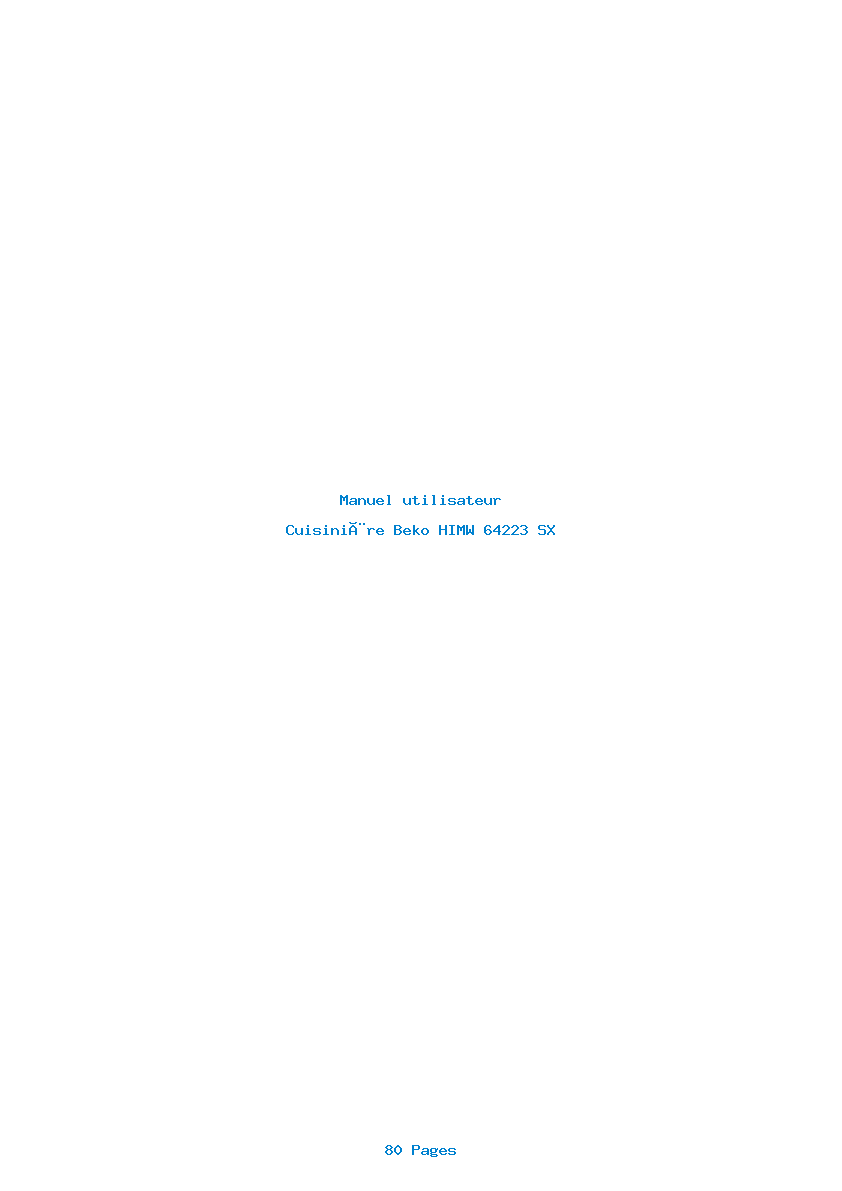 Page 1 de la notice Manuel utilisateur Beko HIMW 64223 SX