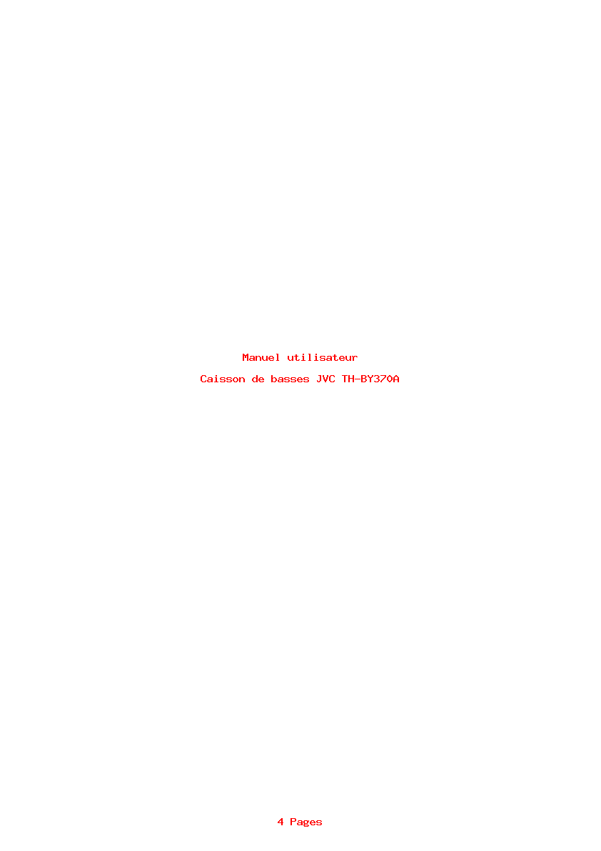 Page 1 de la notice Manuel utilisateur JVC TH-BY370A