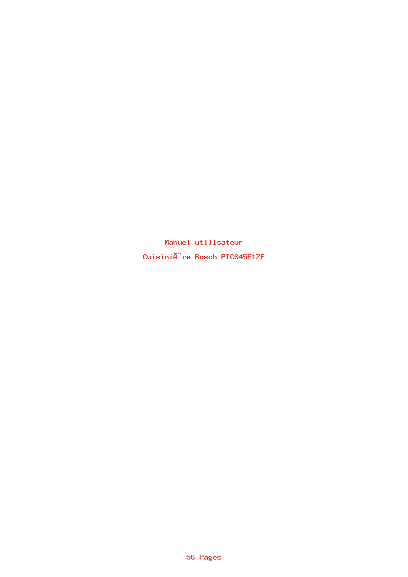 Page 1 de la notice Manuel utilisateur Bosch PIC645F17E