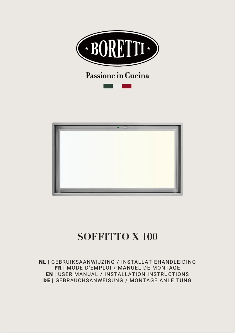 Page 1 de la notice Manuel utilisateur Boretti Milano SOFFITTOX100