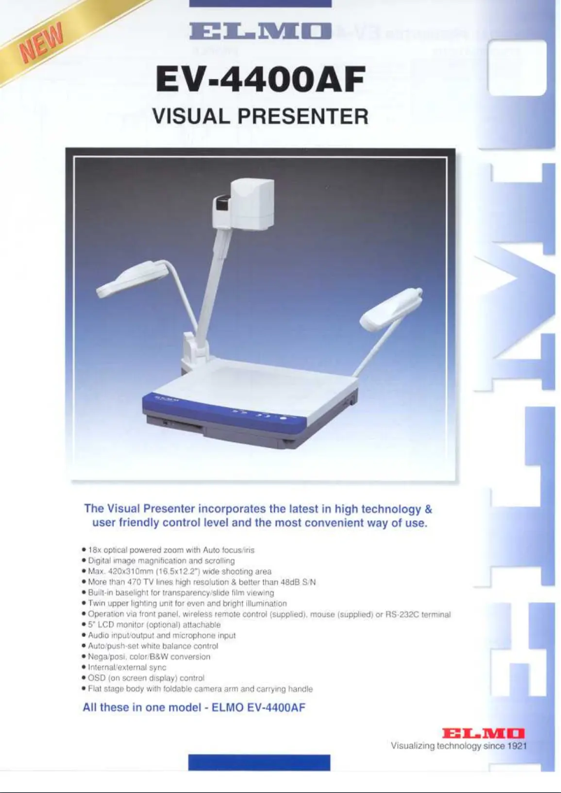 Page 1 de la notice Fiche technique Elmo EV-4400AF