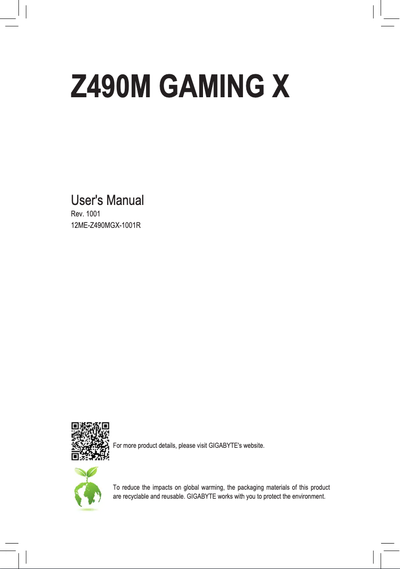 Página 1 del manual Manual de usuario Gigabyte Z490M Gaming X