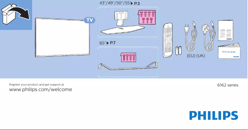 Page 1 of the manual Quick Start Guide Philips 65PUS6162