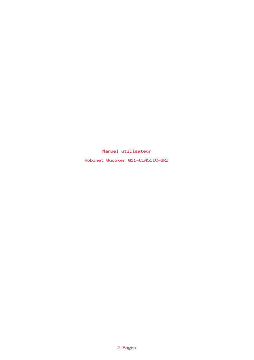 Page 1 de la notice Manuel utilisateur Quooker Q11-CLASSIC-BRZ
