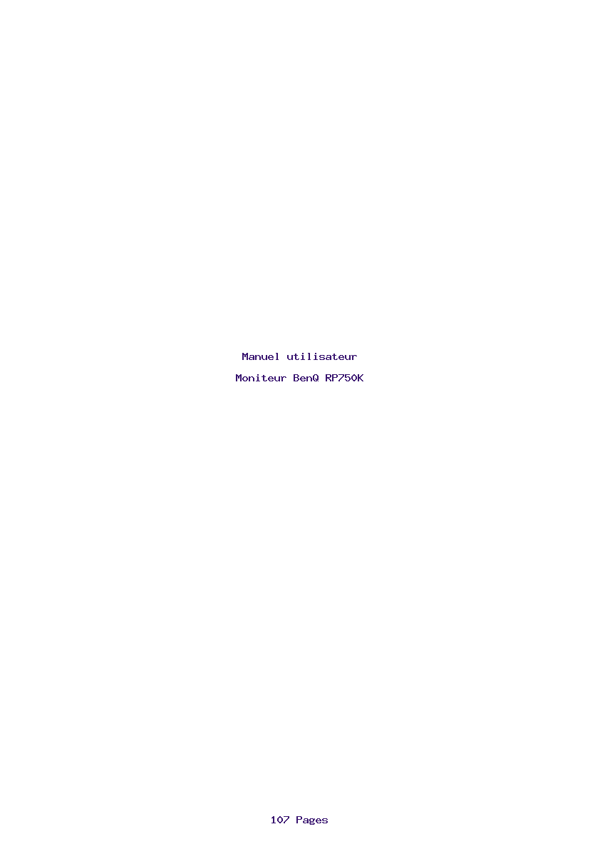 Page 1 de la notice Manuel utilisateur BenQ RP750K