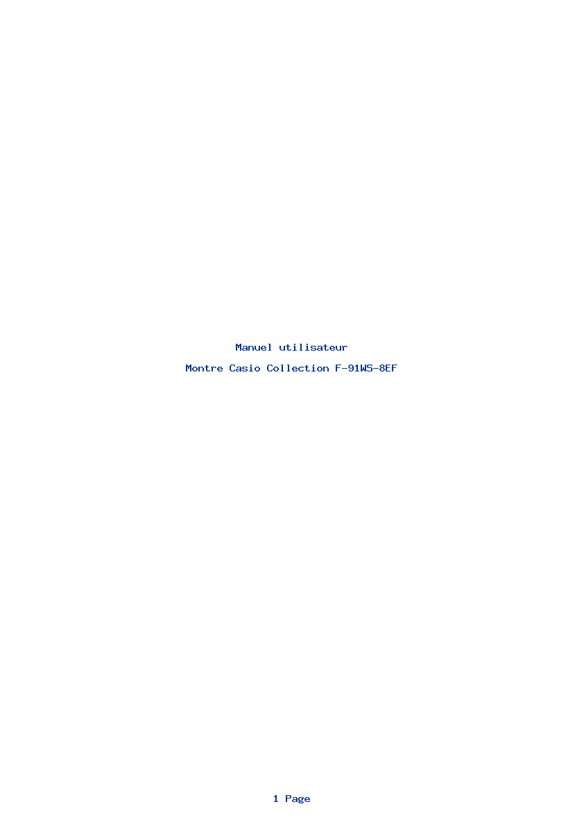 Page 1 de la notice Manuel utilisateur Casio Collection F-91WS-8EF