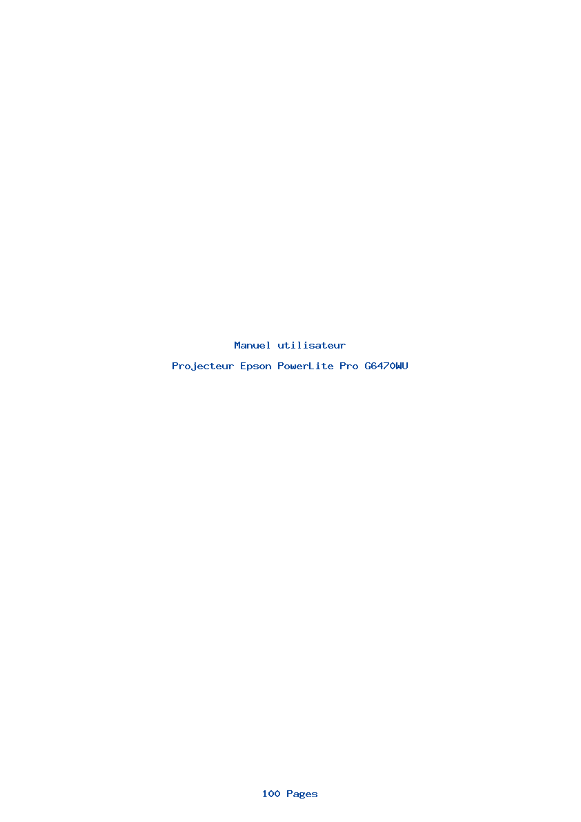 Page 1 de la notice Manuel utilisateur Epson PowerLite Pro G6470WU