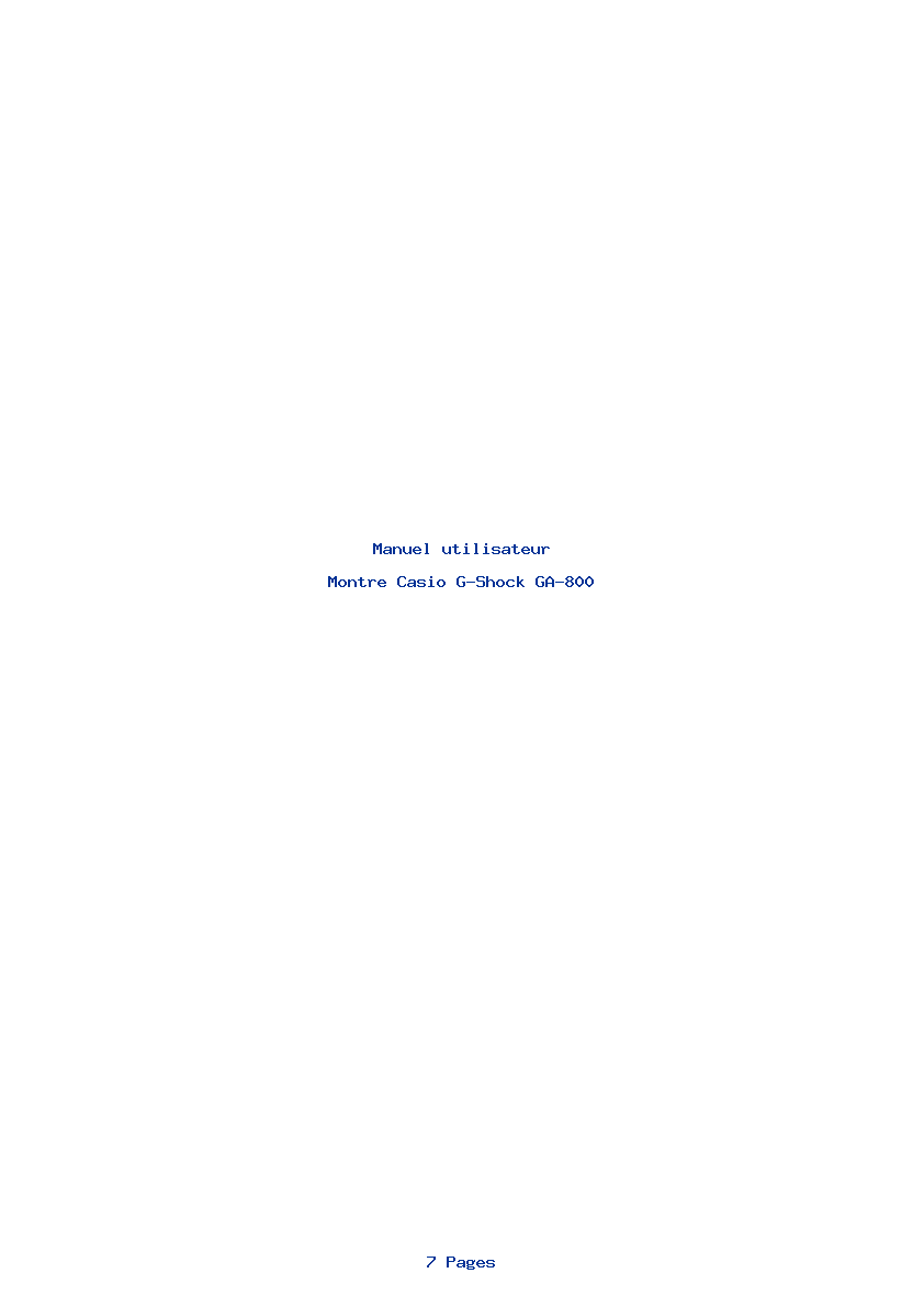 Page 1 de la notice Manuel utilisateur Casio G-Shock GA-800