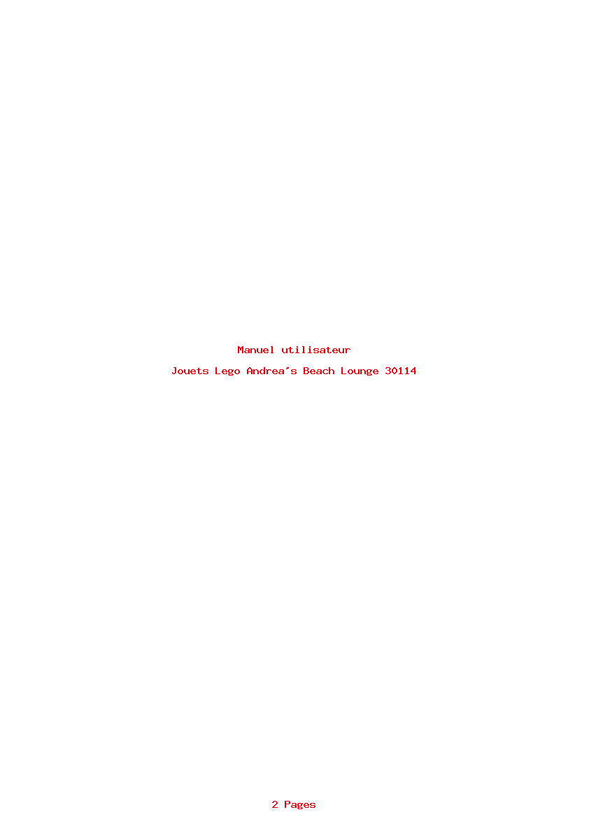 Page 1 de la notice Manuel utilisateur Lego Andrea's Beach Lounge 30114