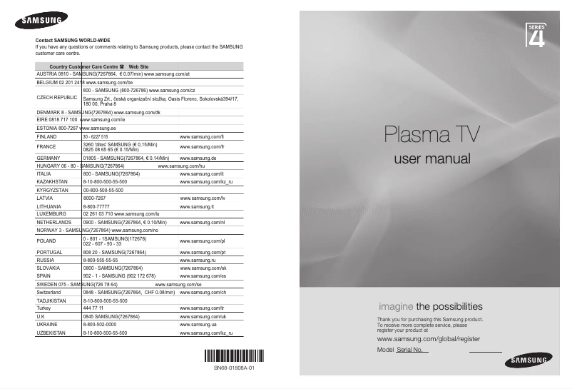 Página 1 del manual Manual de usuario Samsung PS42A410C1