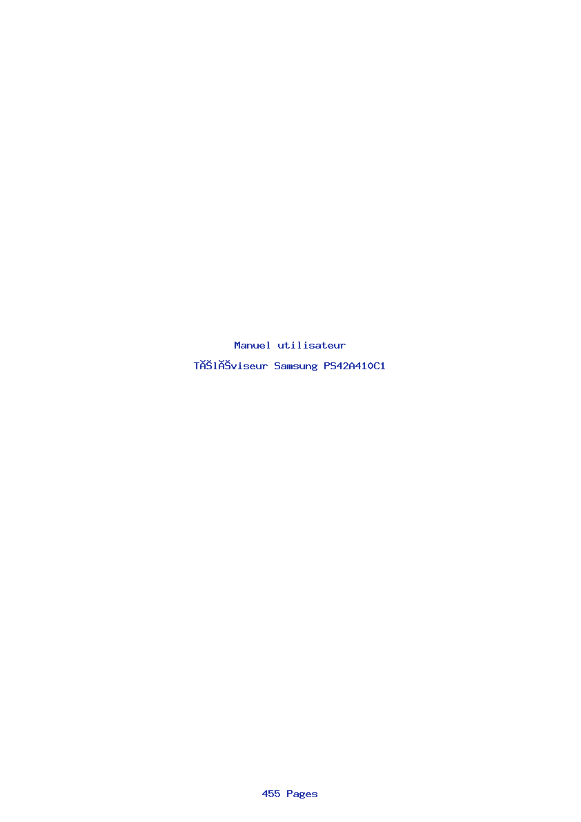 Page 1 de la notice Manuel utilisateur Samsung PS42A410C1