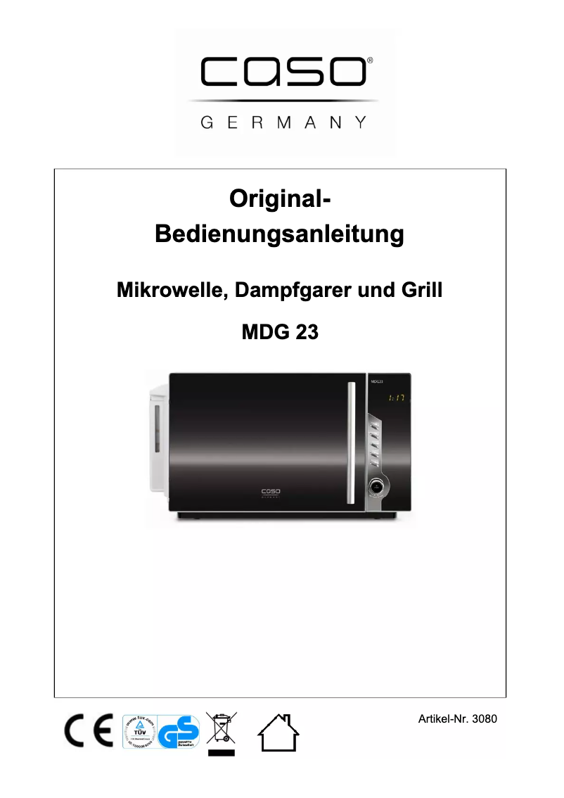 Page 1 de la notice Manuel utilisateur Caso MDG 23