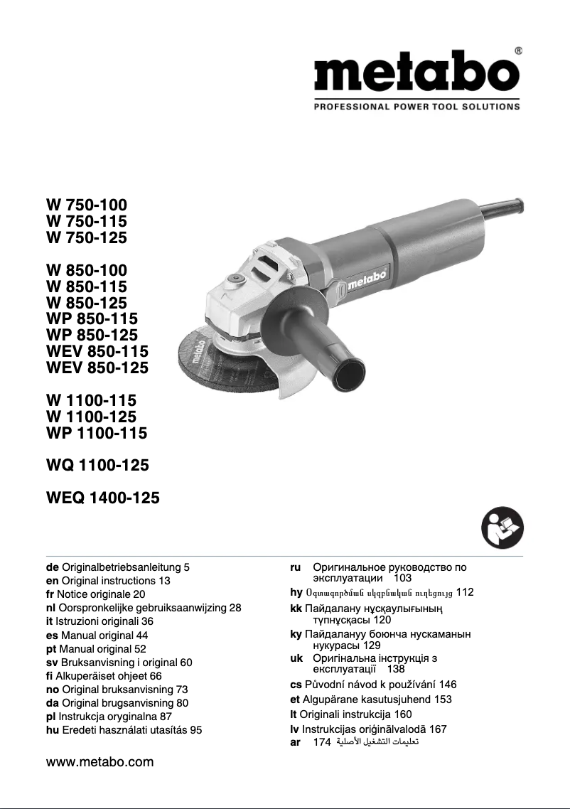Page 1 de la notice Manuel utilisateur Metabo W 750-125