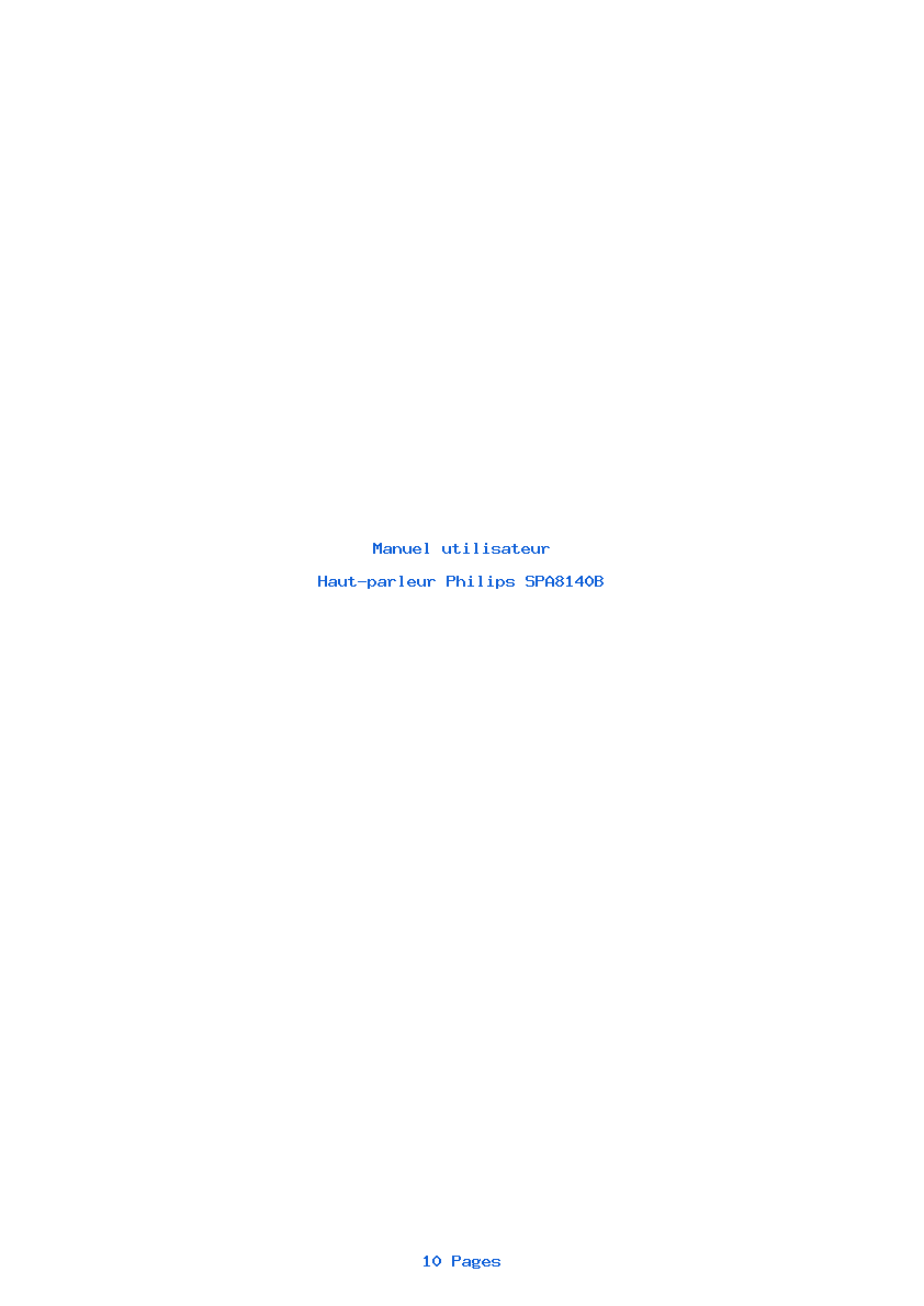 Page 1 de la notice Manuel utilisateur Philips SPA8140B