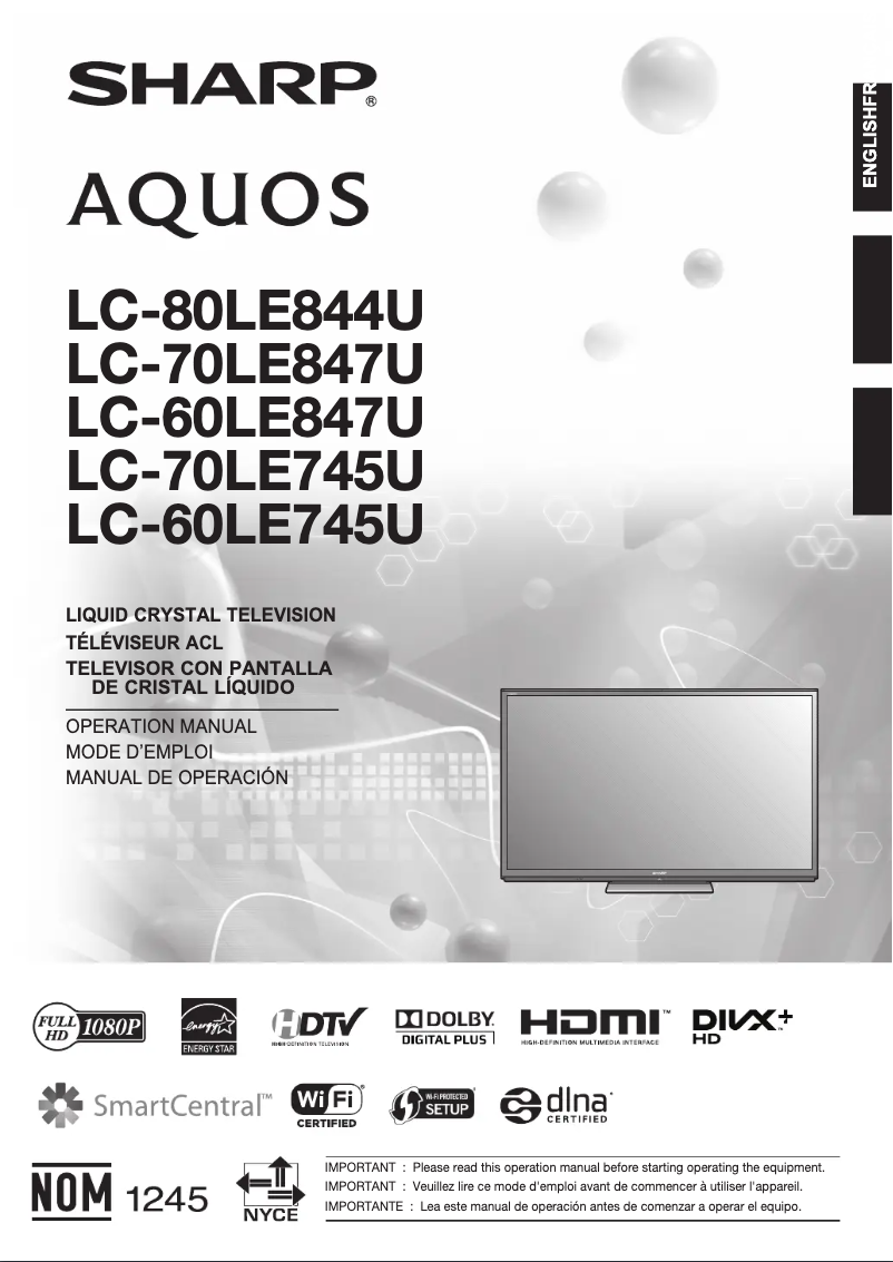 Página 1 del manual Manual de usuario Sharp LC-60LE745U