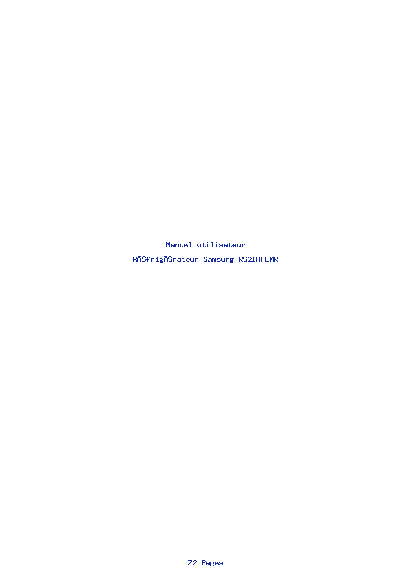 Page 1 de la notice Manuel utilisateur Samsung RS21HFLMR