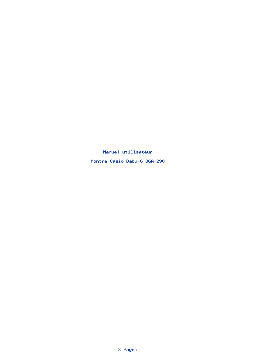 Page 1 de la notice Manuel utilisateur Casio Baby-G BGA-290