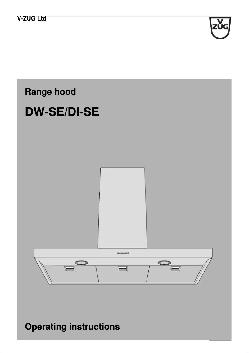 Page 1 of the manual User Manual V-Zug DI-SE 10