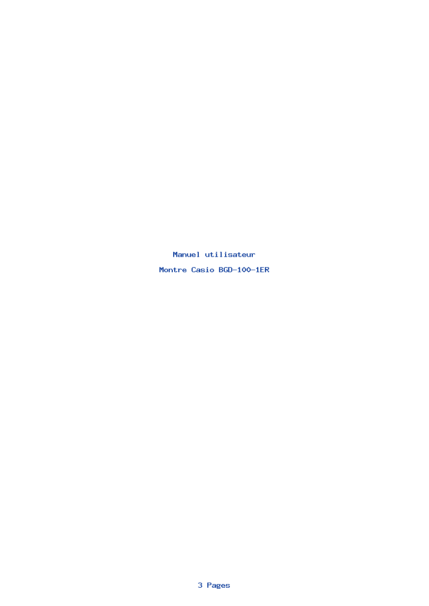 Page 1 de la notice Manuel utilisateur Casio BGD-100-1ER