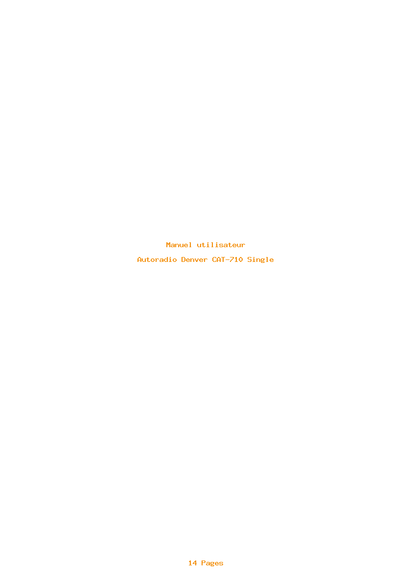 Page 1 de la notice Manuel utilisateur Denver CAT-710 Single