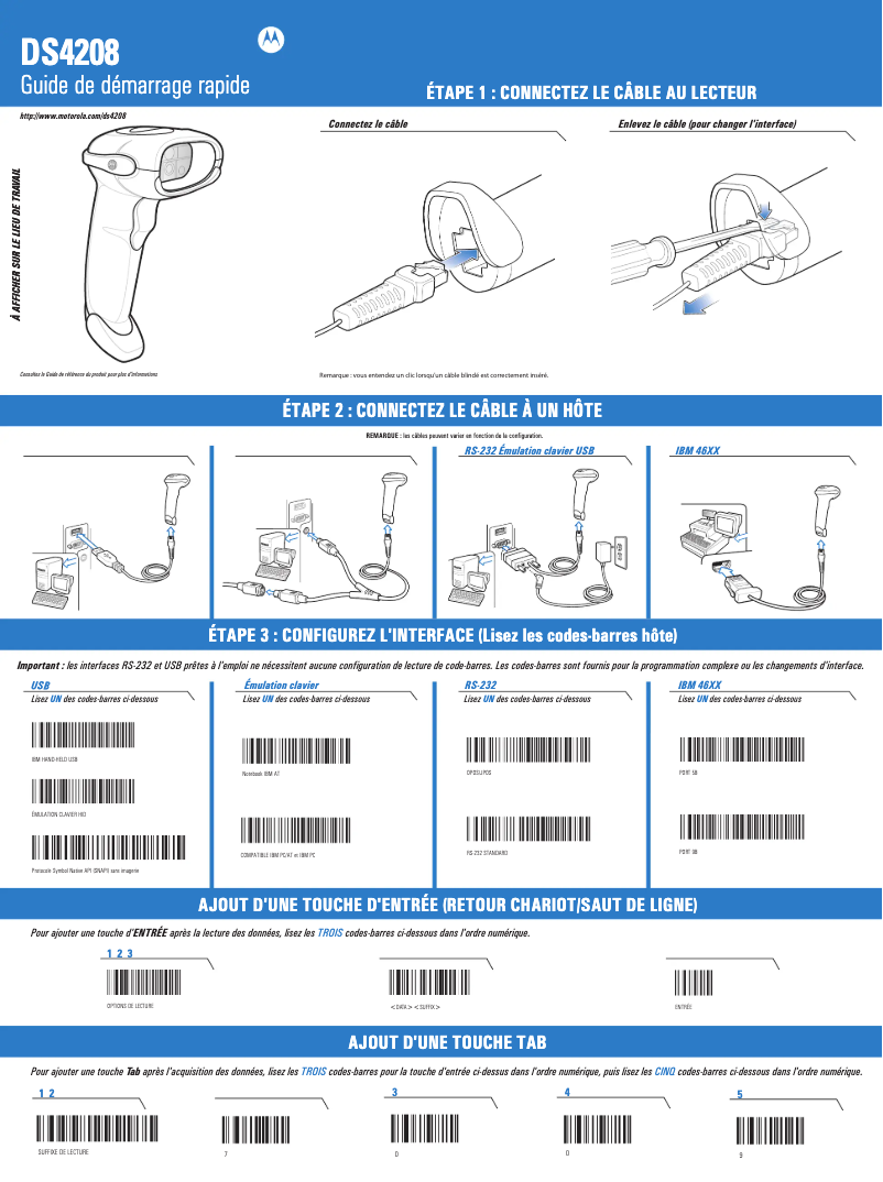 Page 1 de la notice Manuel utilisateur Zebra DS4208