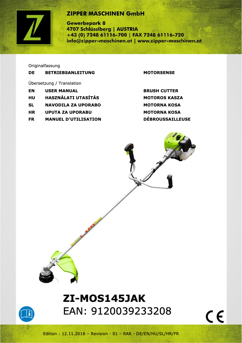 Page 1 de la notice Manuel utilisateur Zipper ZI-MOS145JAK