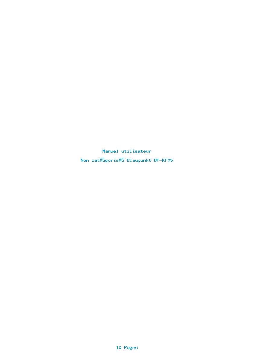 Page 1 de la notice Manuel utilisateur Blaupunkt BP-KF05