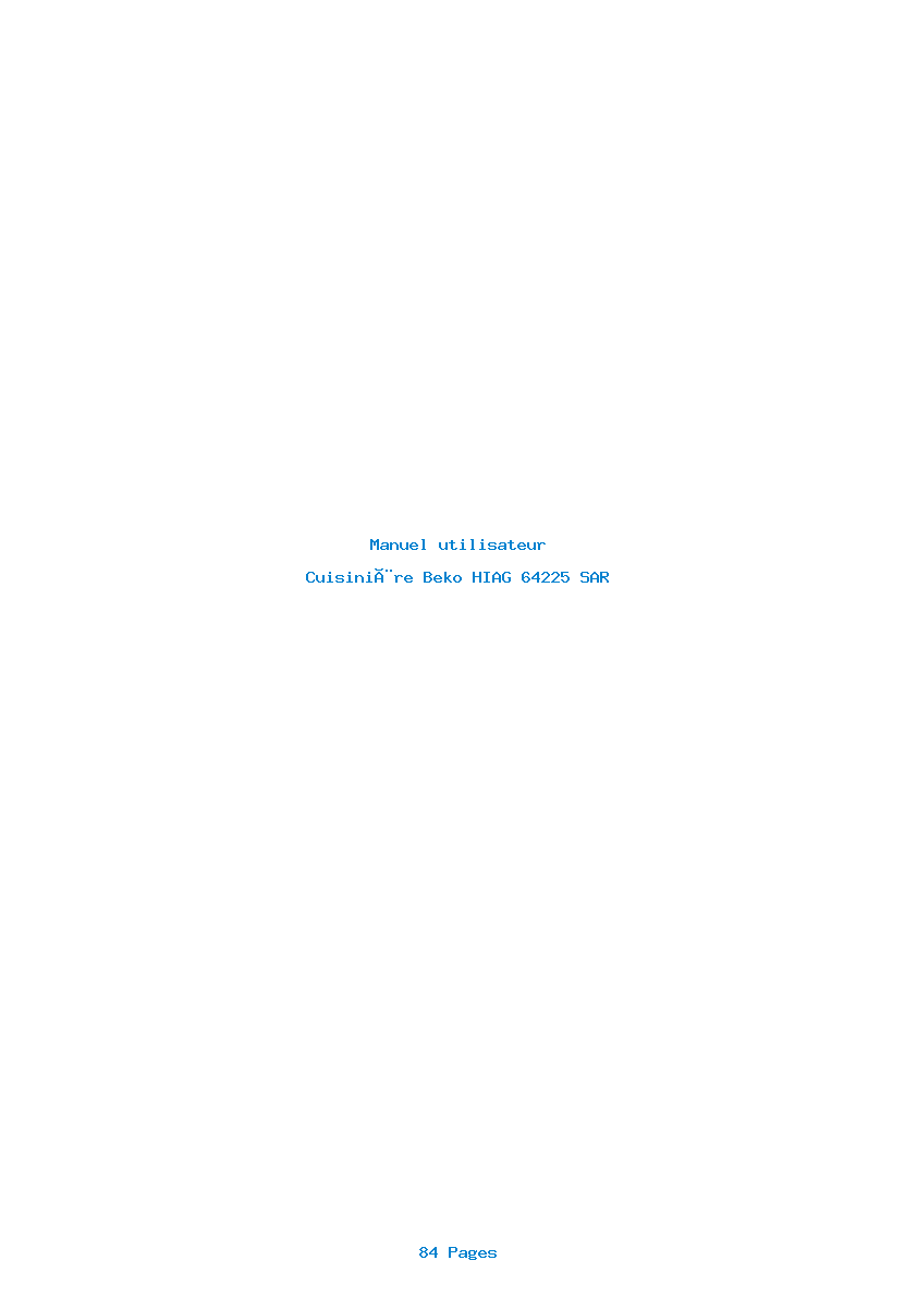 Page 1 de la notice Manuel utilisateur Beko HIAG 64225 SAR
