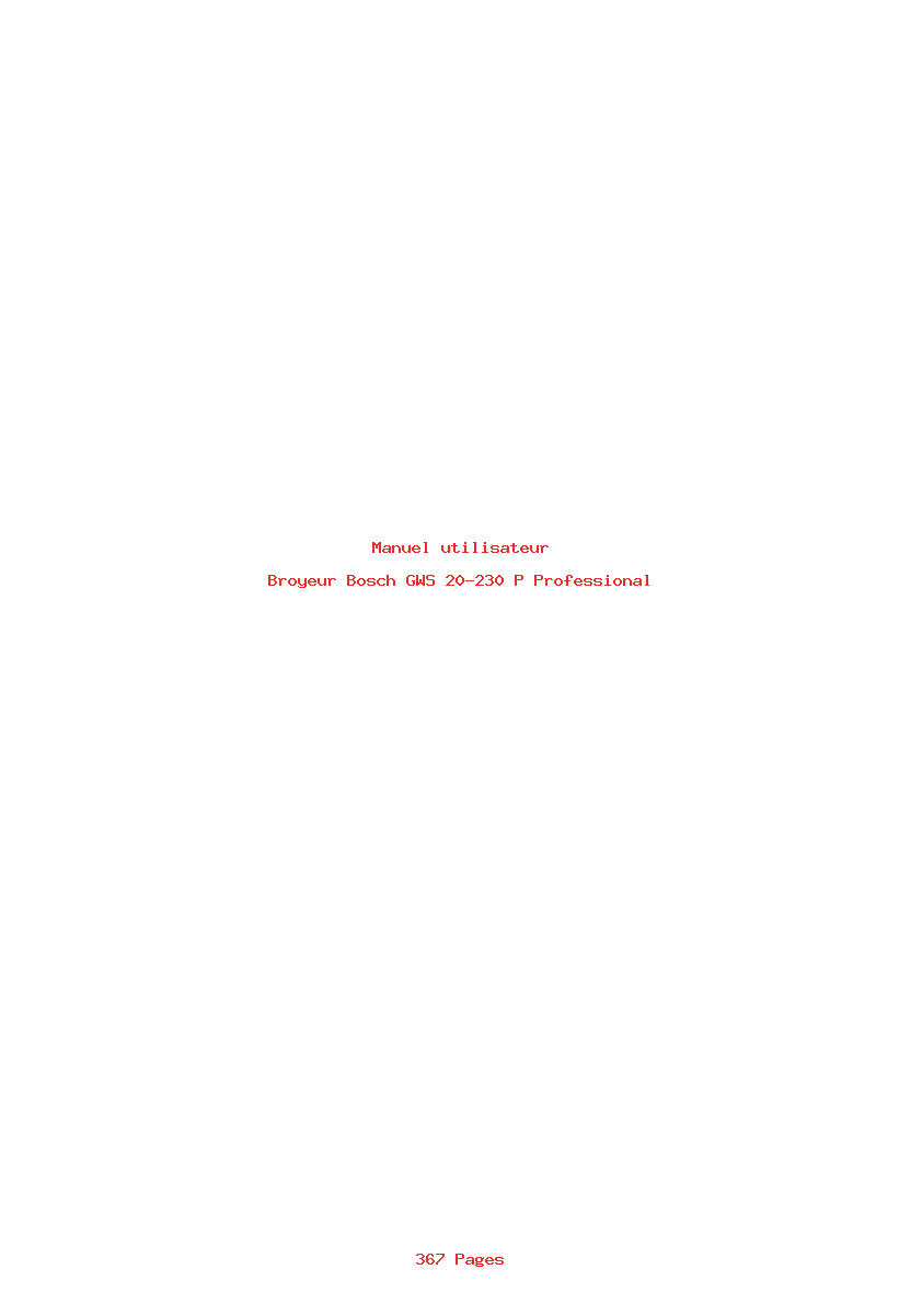 Page 1 de la notice Manuel utilisateur Bosch GWS 20-230 P Professional
