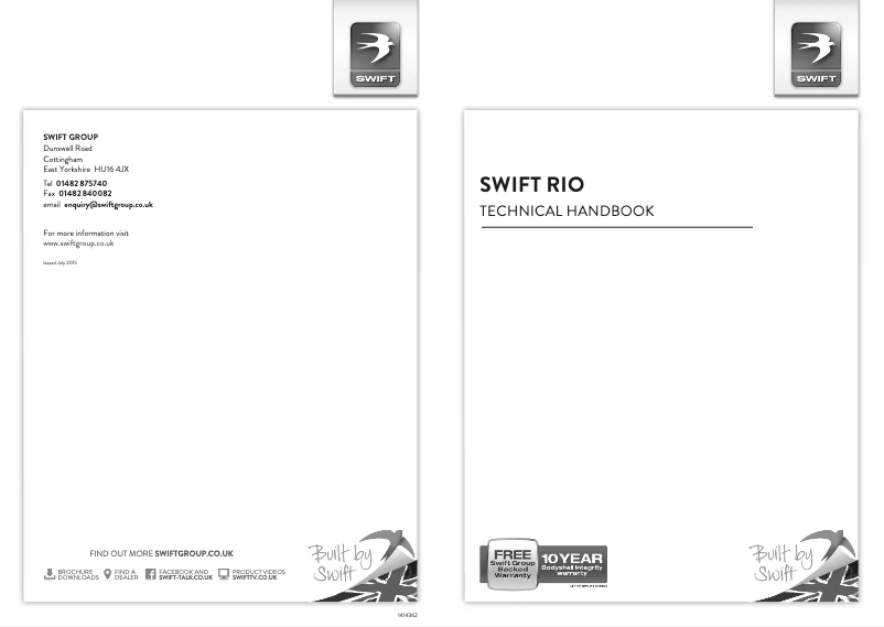 Page 1 de la notice Manuel utilisateur Swift Rio (2016)