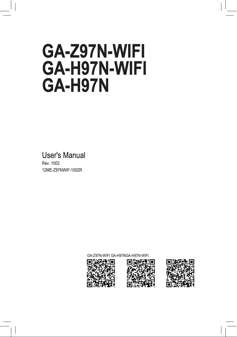Page 1 de la notice Manuel utilisateur Gigabyte GA-Z97N-WIFI