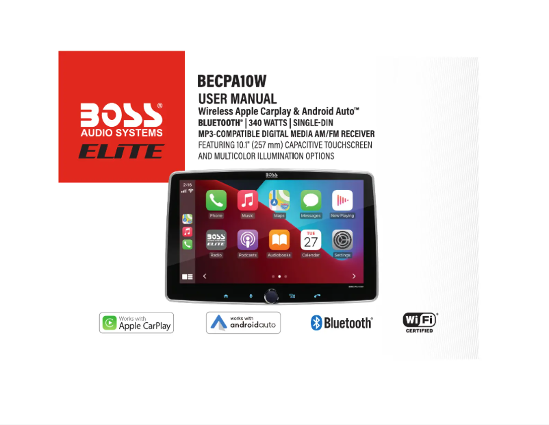 Page 1 de la notice Manuel utilisateur Boss BECPA10W