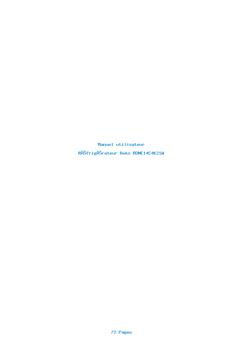 Page 1 de la notice Manuel utilisateur Beko RDNE14C4K21W