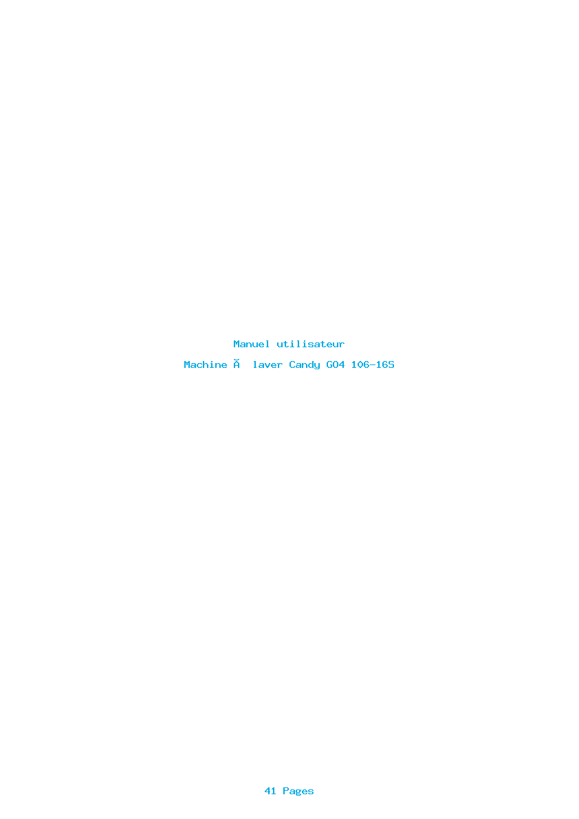 Page 1 de la notice Manuel utilisateur Candy GO4 106-16S
