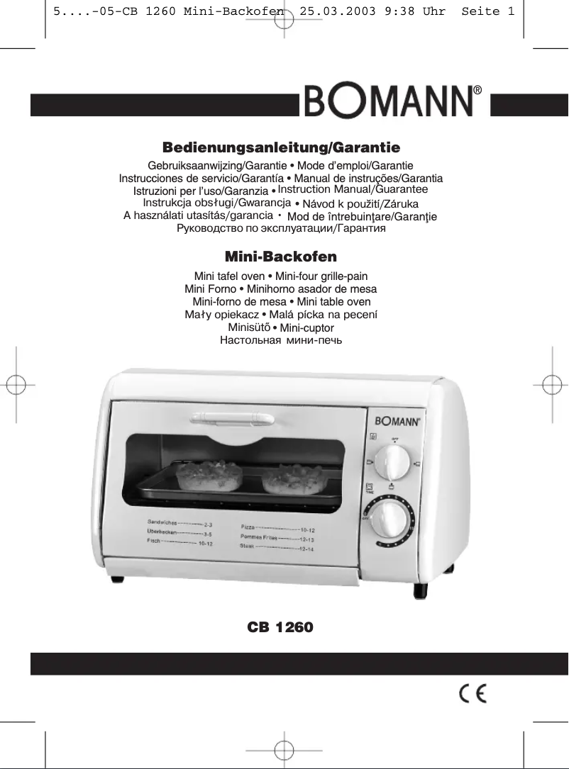 Page 1 de la notice Manuel utilisateur Bomann CB 1260