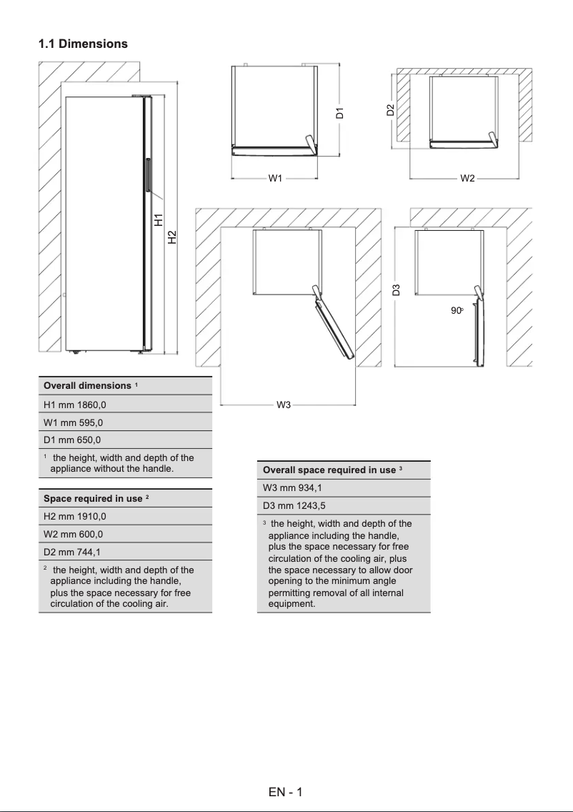 Page 1 de la notice Dessin technique Cylinda K2385RFHE